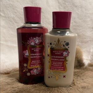 Bath & Body Works Strawberry Snowflakes Body Wash and Lotion Duo